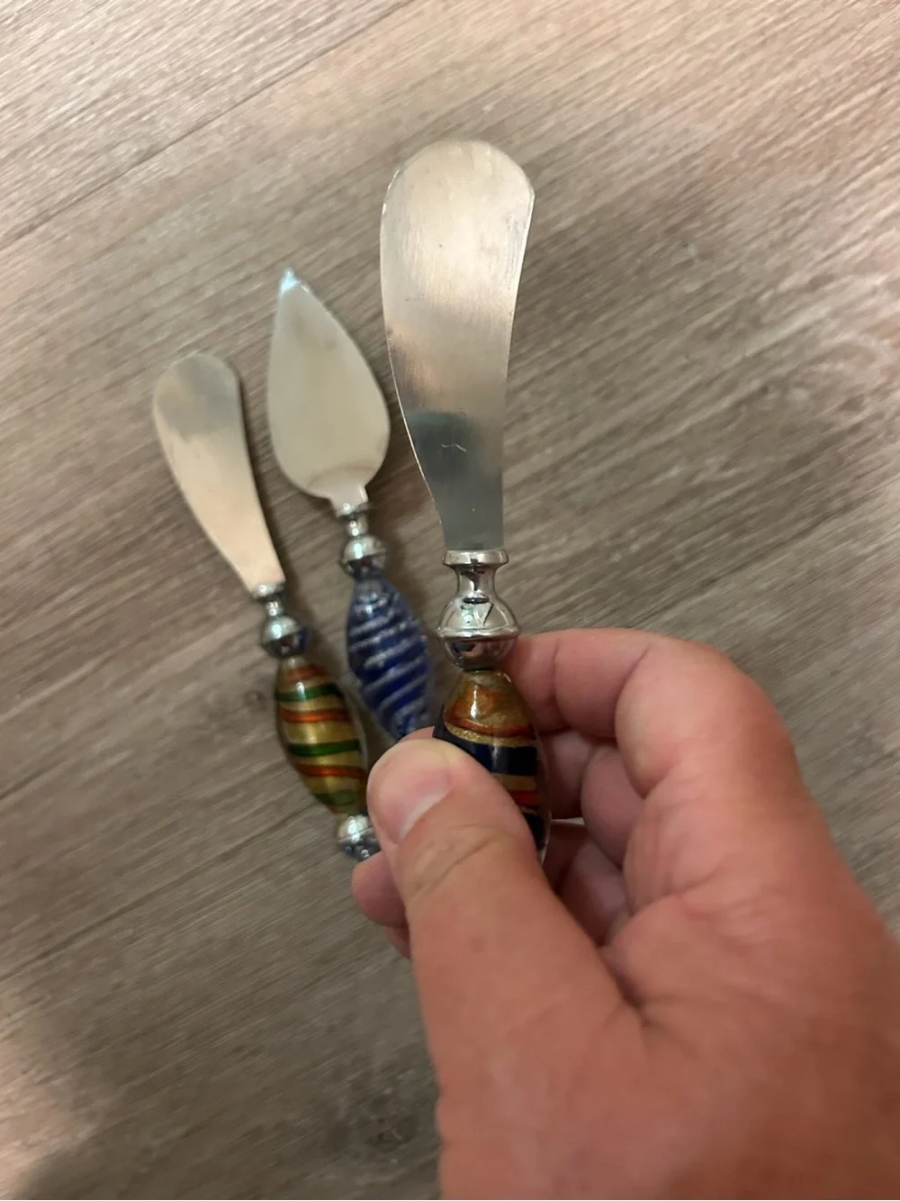 Set of Three Murano Glass Cheese Spread Knives